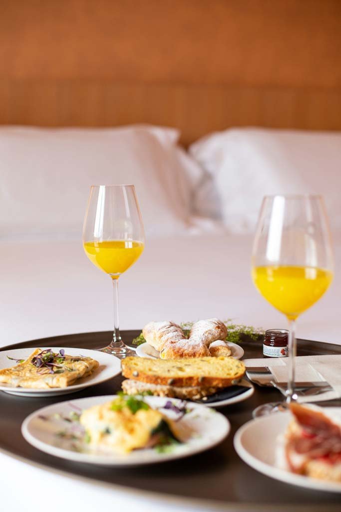 A table set with a luxury meal